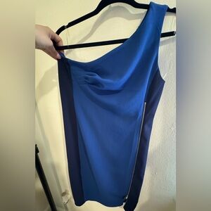 #30 One shoulder cobalt/Navy blue zipper dress